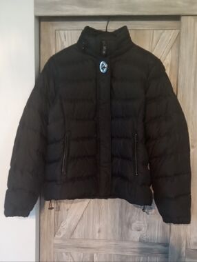 Coach Black Down Puffer Tattersall Jacket L